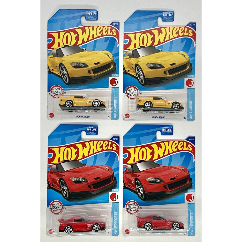 Hot Wheels Honda S2000 Lot of 4 HW J-Imports Ryu's Rides Yellow Red 1:64 JDM